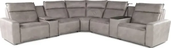 Teramo Silverston 7-Piece Power Reclining Sectional with Audio Console