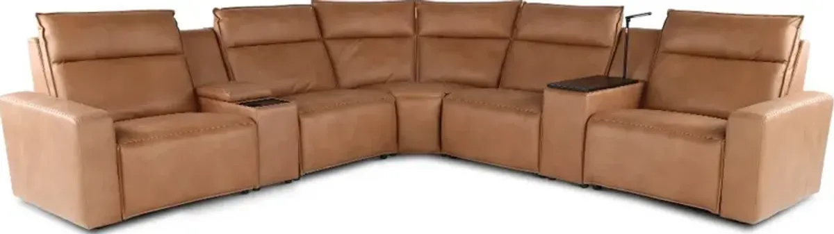 Teramo Saddle 7-Piece Power Reclining Sectional with Audio Console