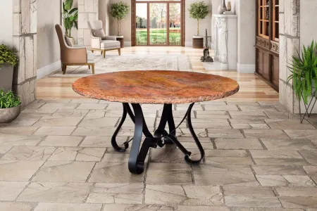 Del Rio Yellow Travertine and Steel Dining Table