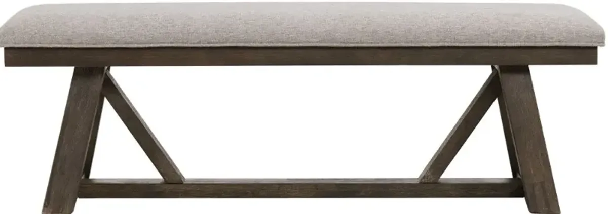 Hearst Dark Brown and Gray Upholstered Dining Bench