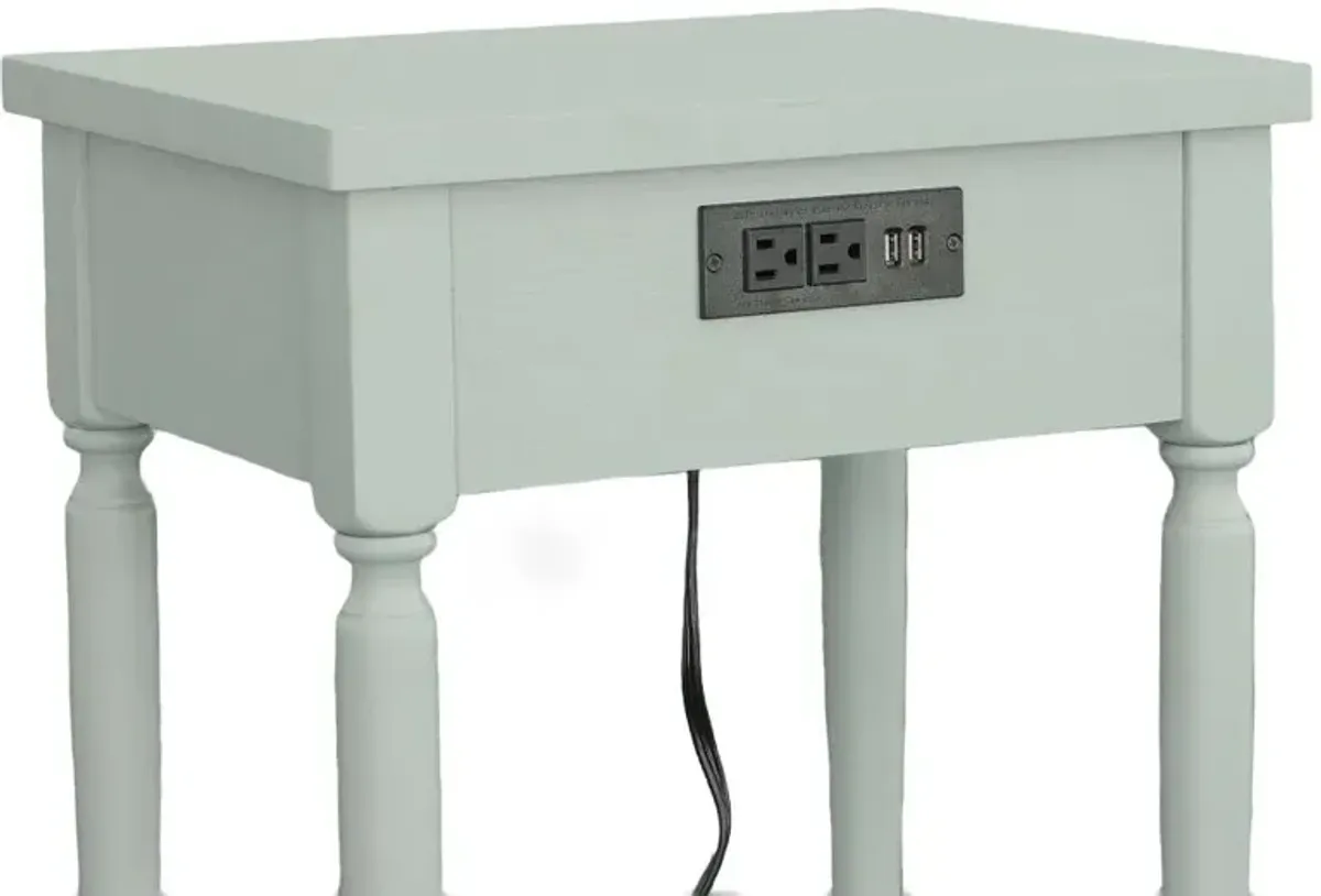 Theo Gray Side Table with Charging Port