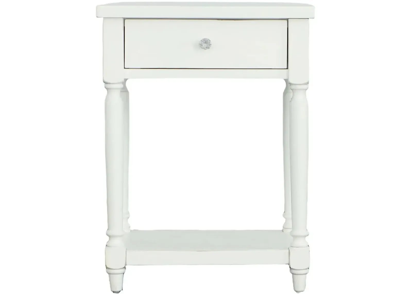 Theo White Side Table with Charging Port