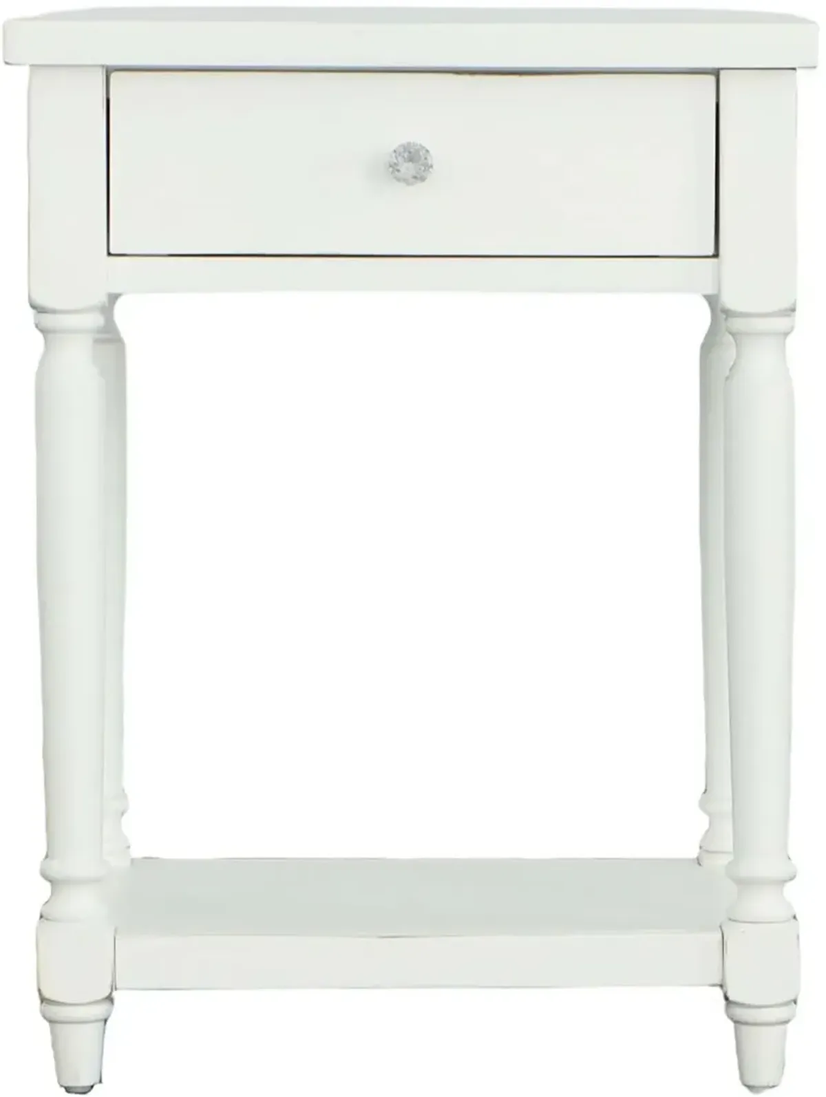 Theo White Side Table with Charging Port