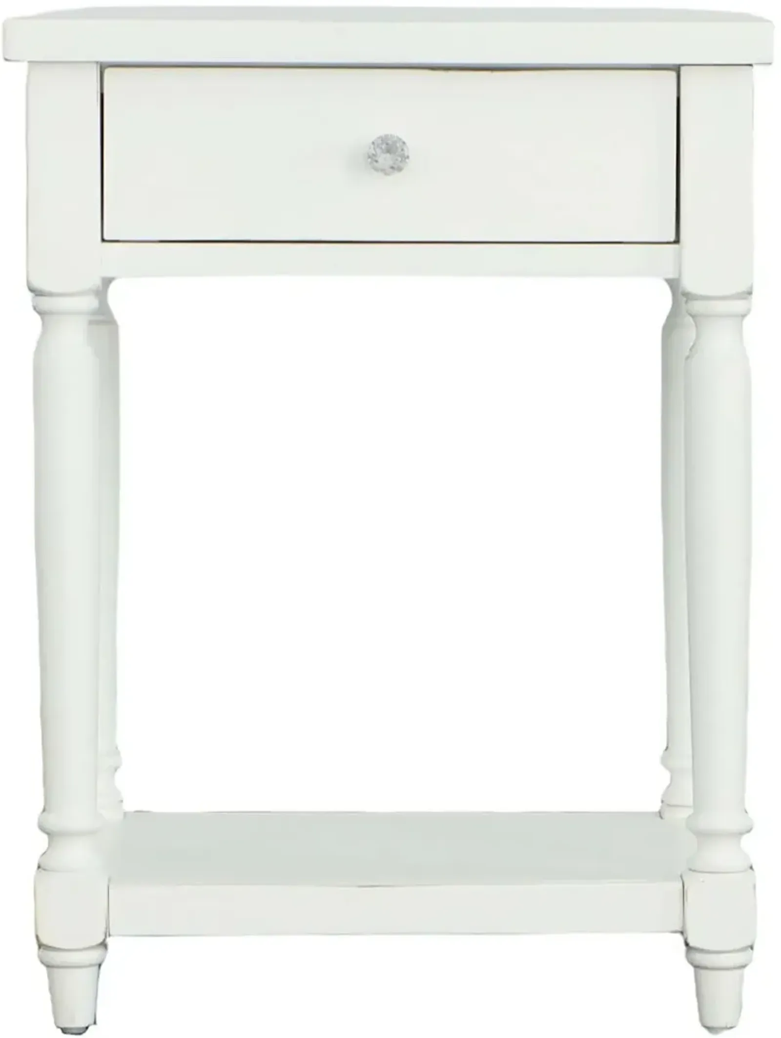 Theo White Side Table with Charging Port