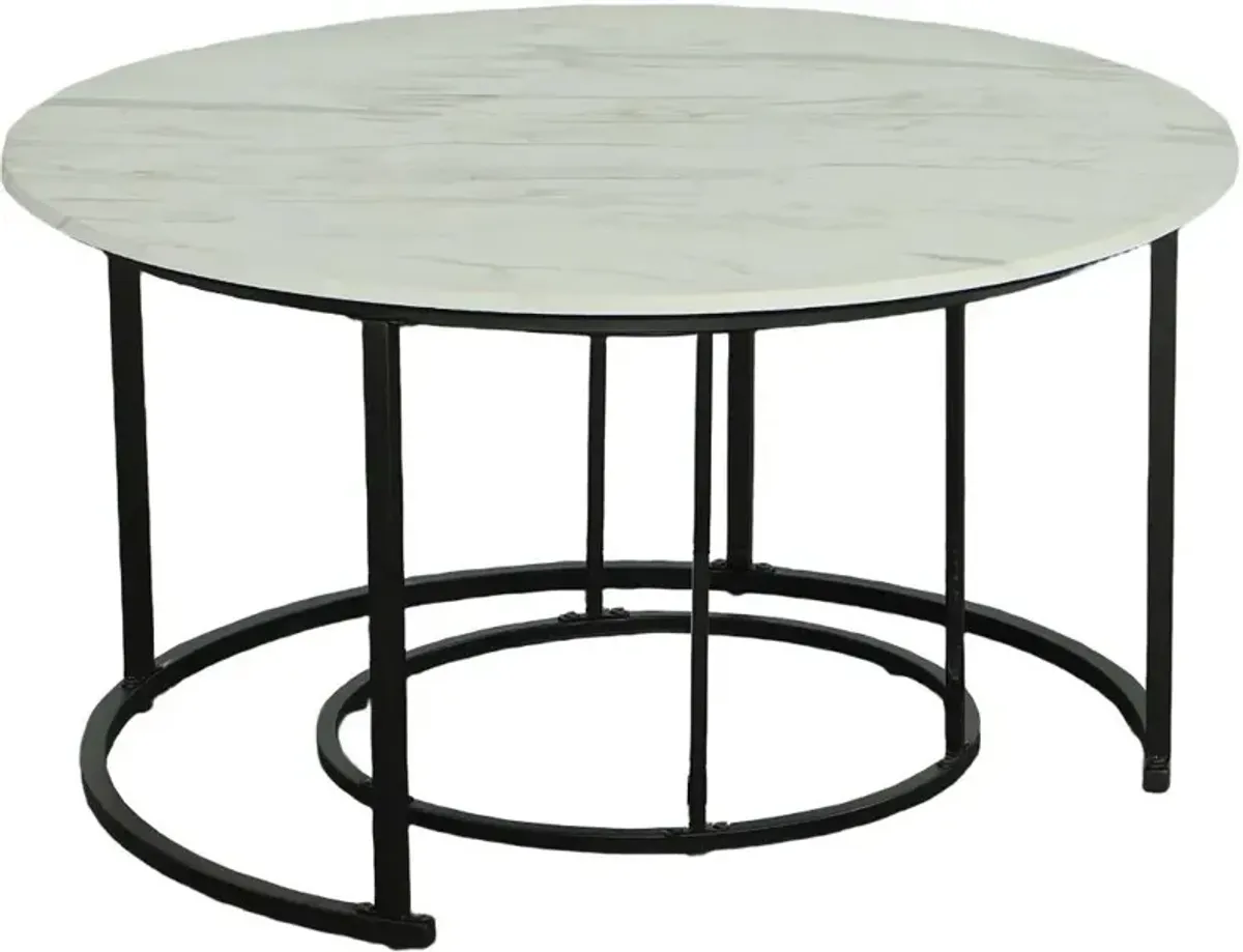 Domini White Round 2 Piece Nesting Coffee Tables