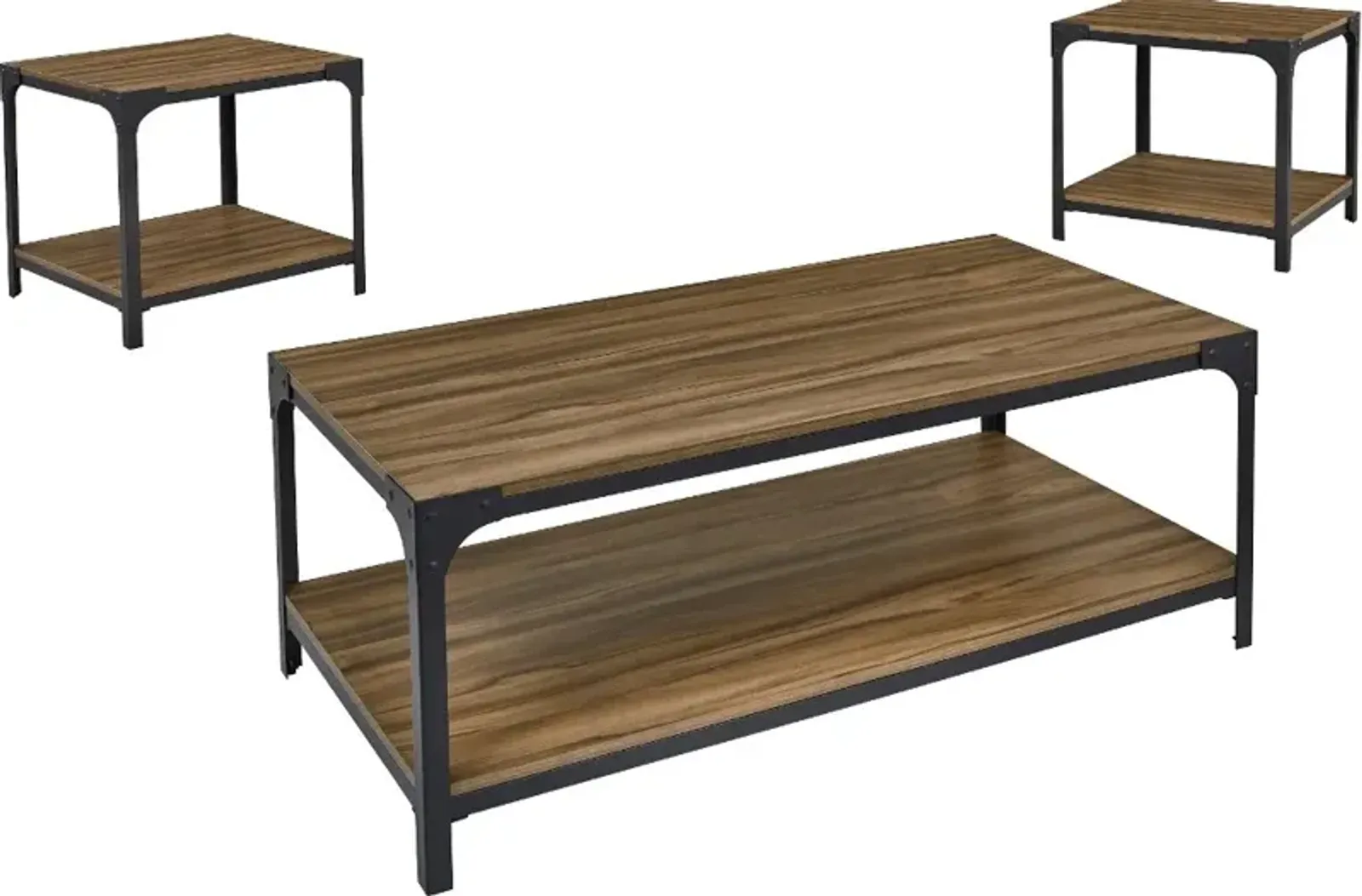 Xander Brown and Black 3 Piece Living Room Table Set