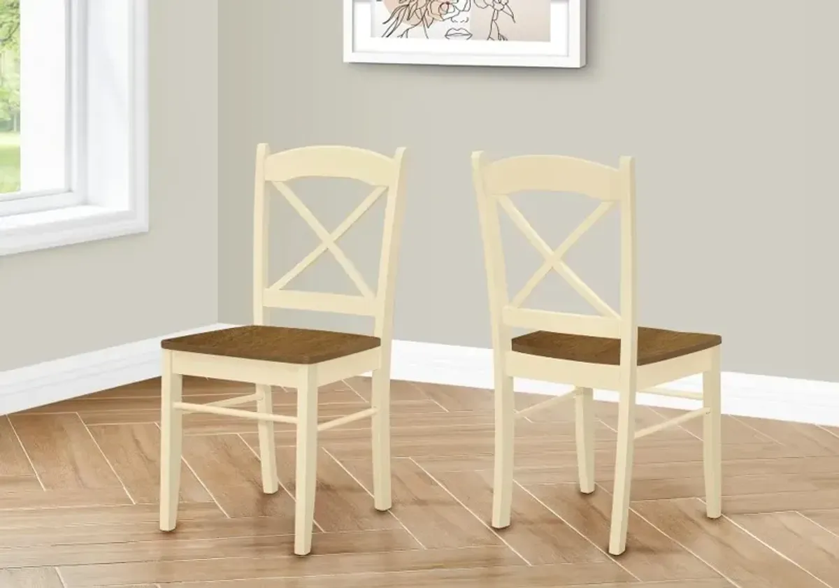 Monarch Oak and Cream Dining Chairs, Set Of 2