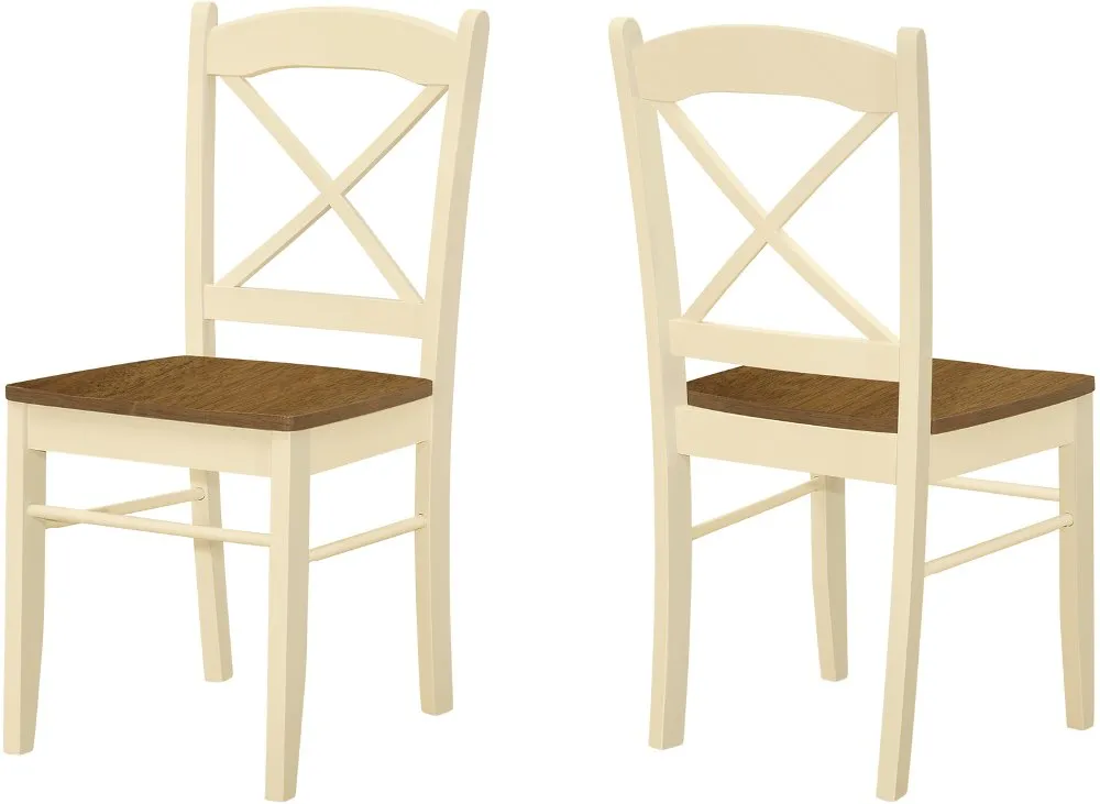 Monarch Oak and Cream Dining Chairs, Set Of 2