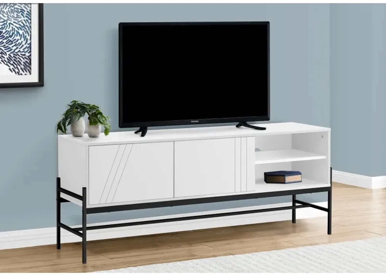 Florence White Modern Two Door TV Stand