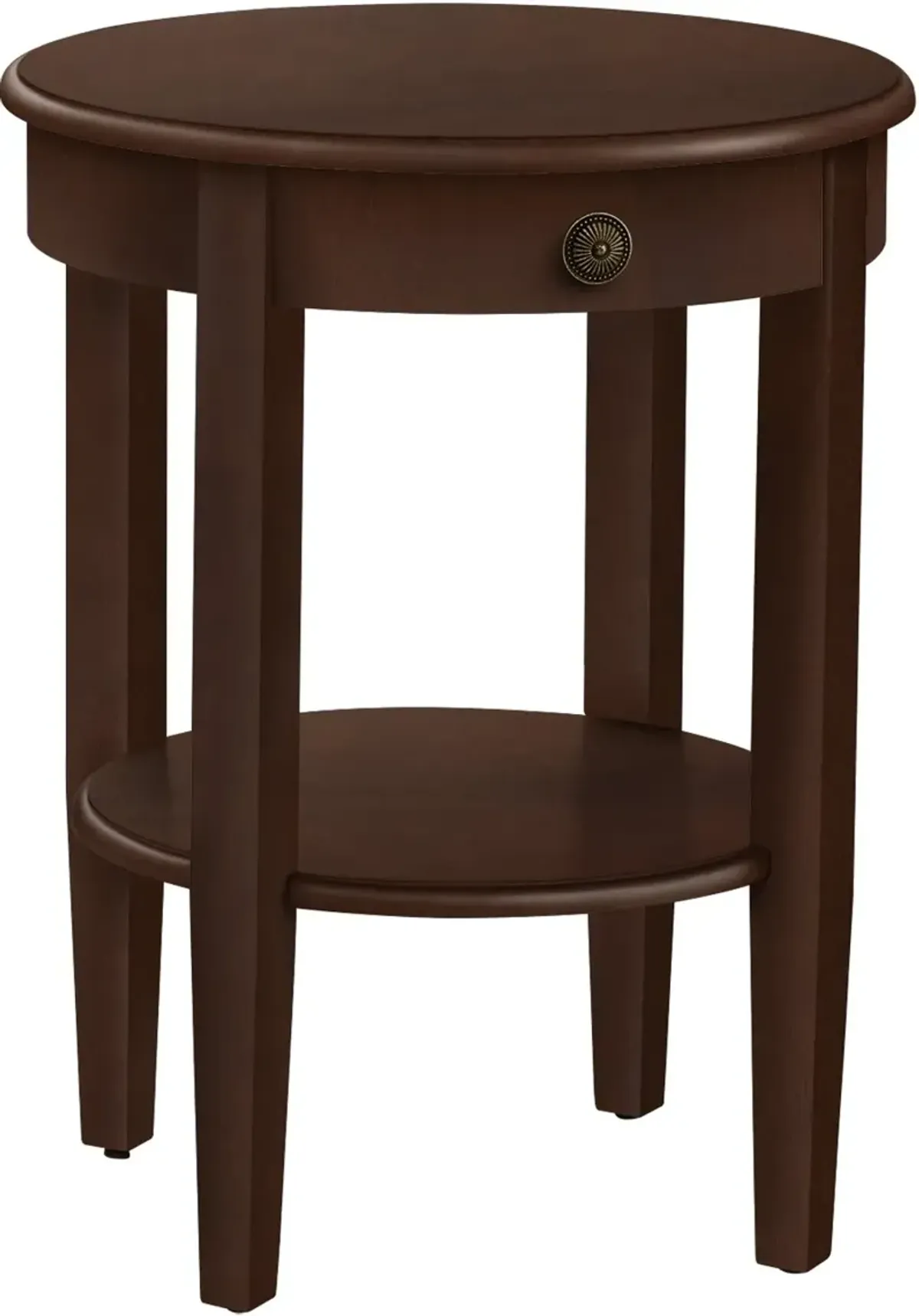 Espresso Brown Round Transitional Side Table