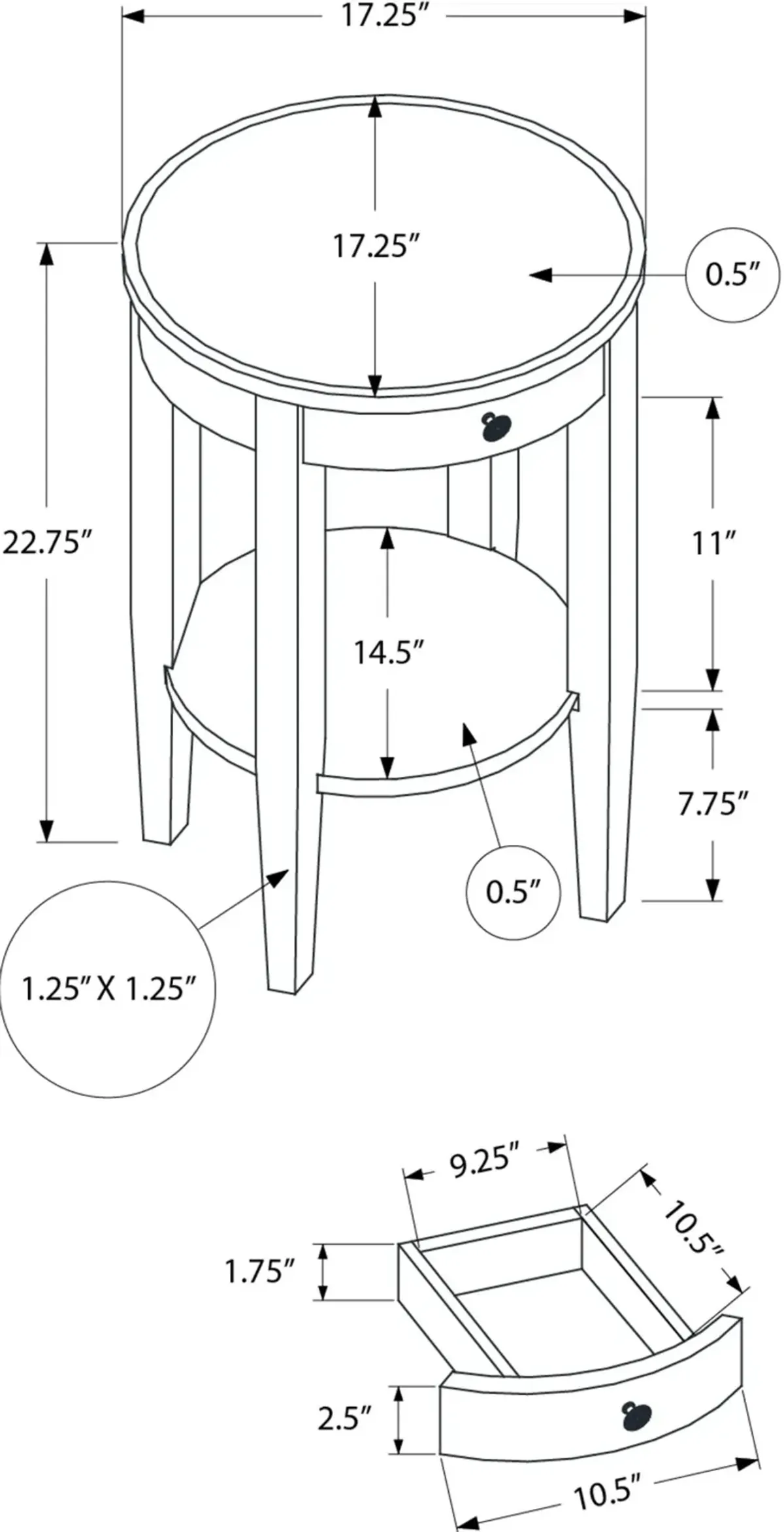 Espresso Brown Round Transitional Side Table