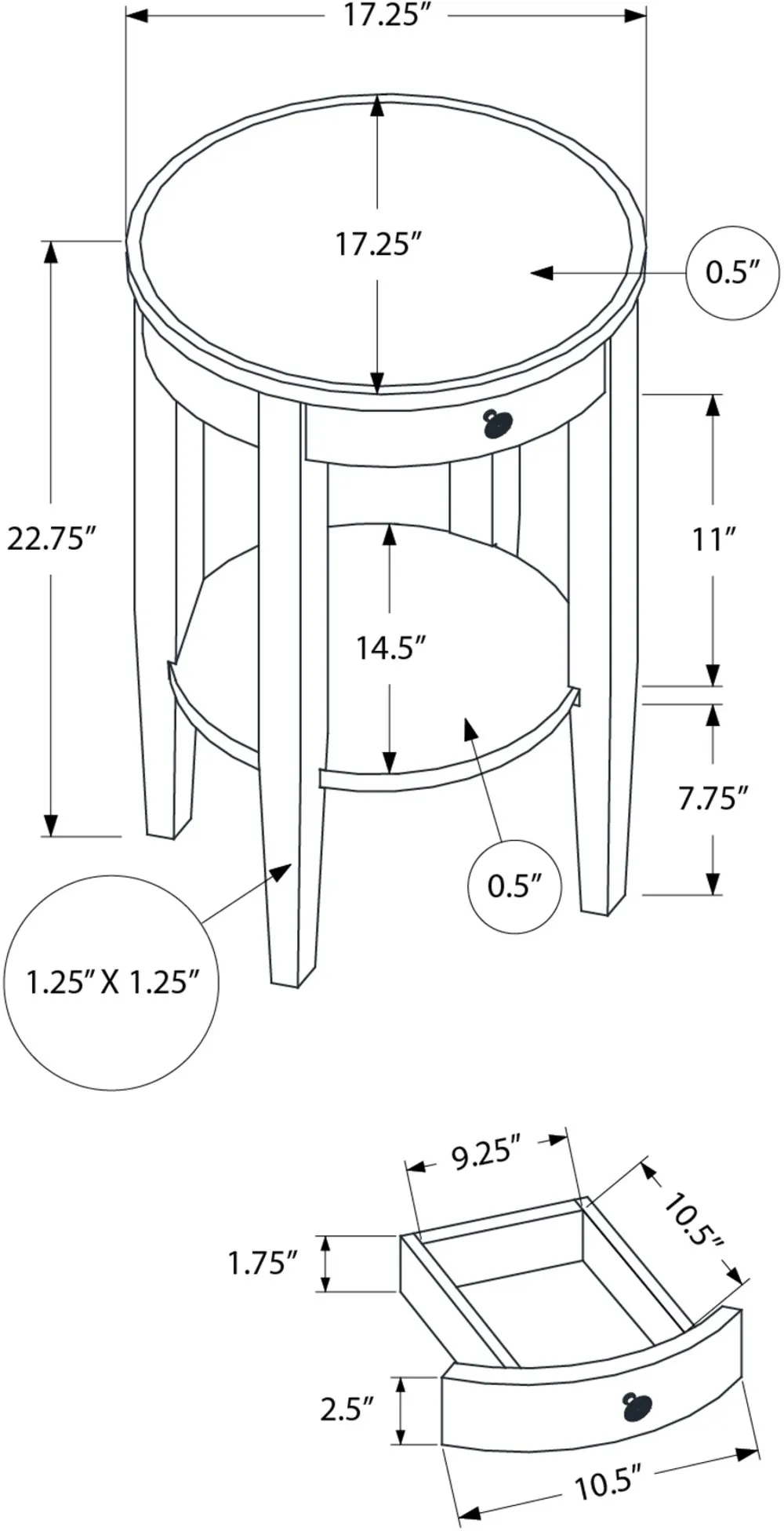 Espresso Brown Round Transitional Side Table