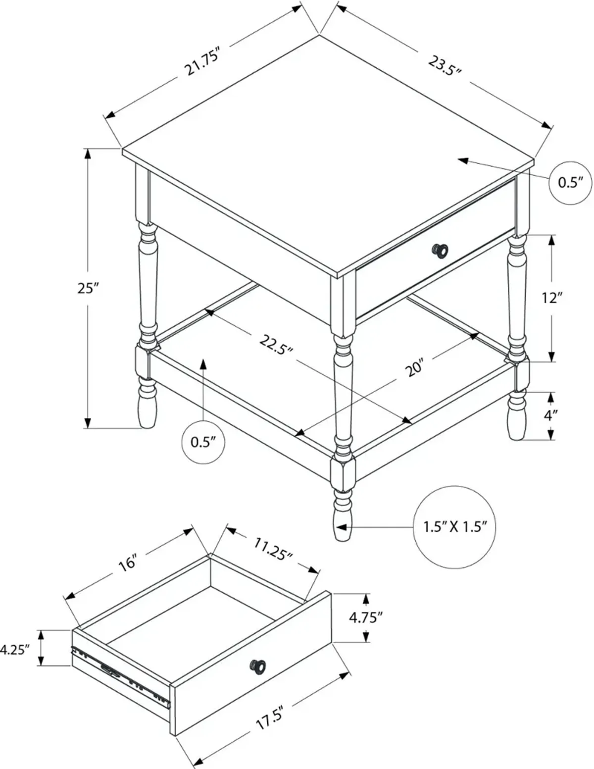 Walnut Brown Traditional Accent Table