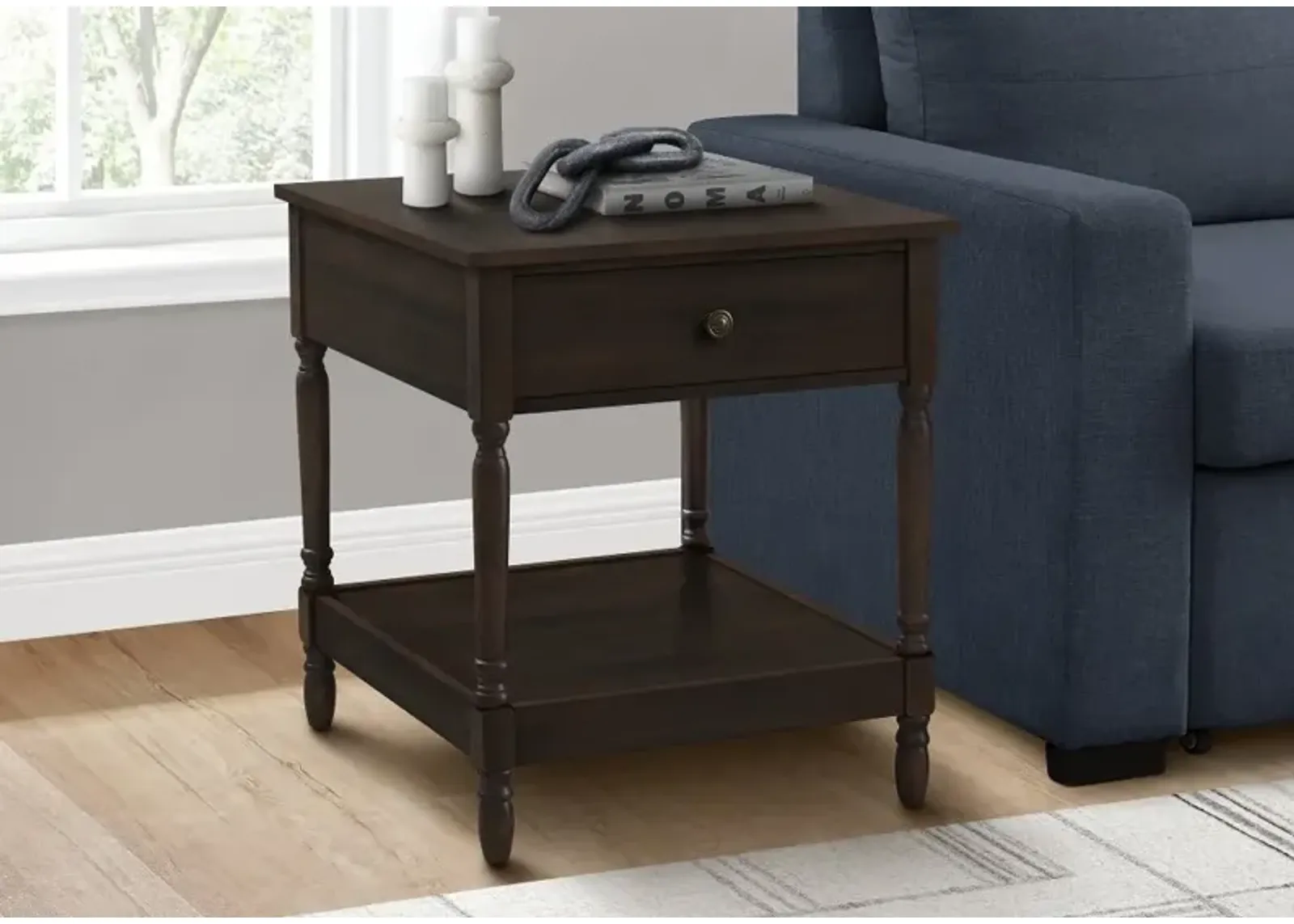 Walnut Brown Traditional Accent Table