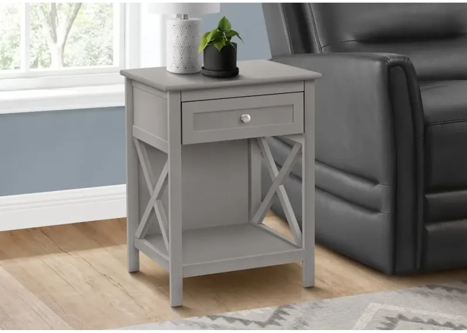 Spring Two Tier Gray Accent Table