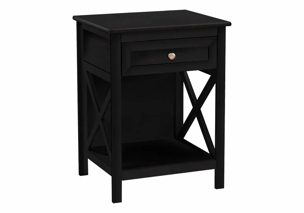 Spring Two Tier Black Accent Table