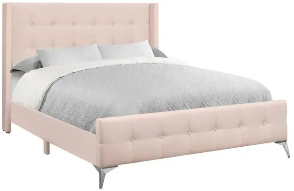 Chadley Pink Velvet Upholstered Queen Bed