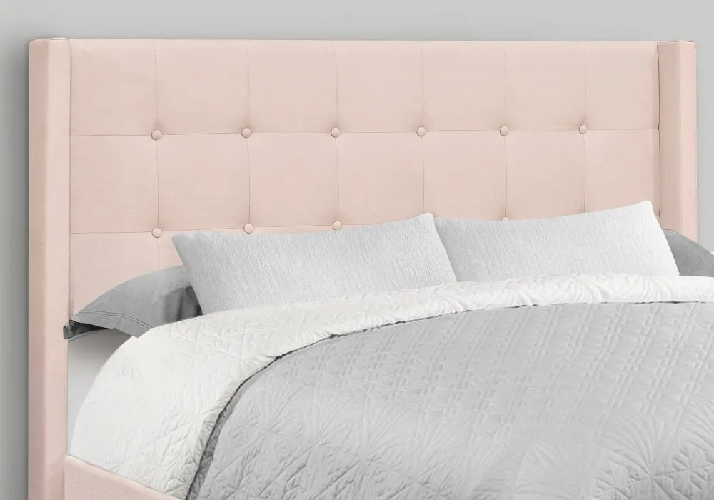 Pink Velvet Queen Upholstered Bed