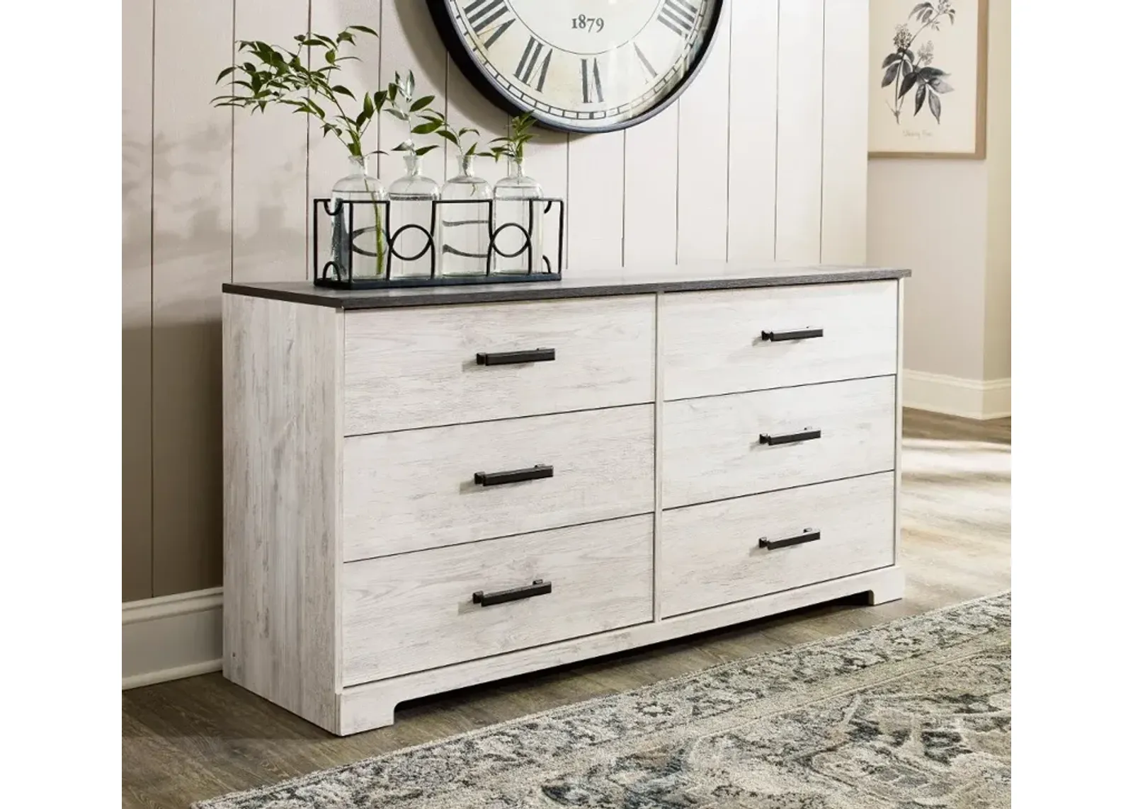 Sutton Whitewash Six Drawer Dresser