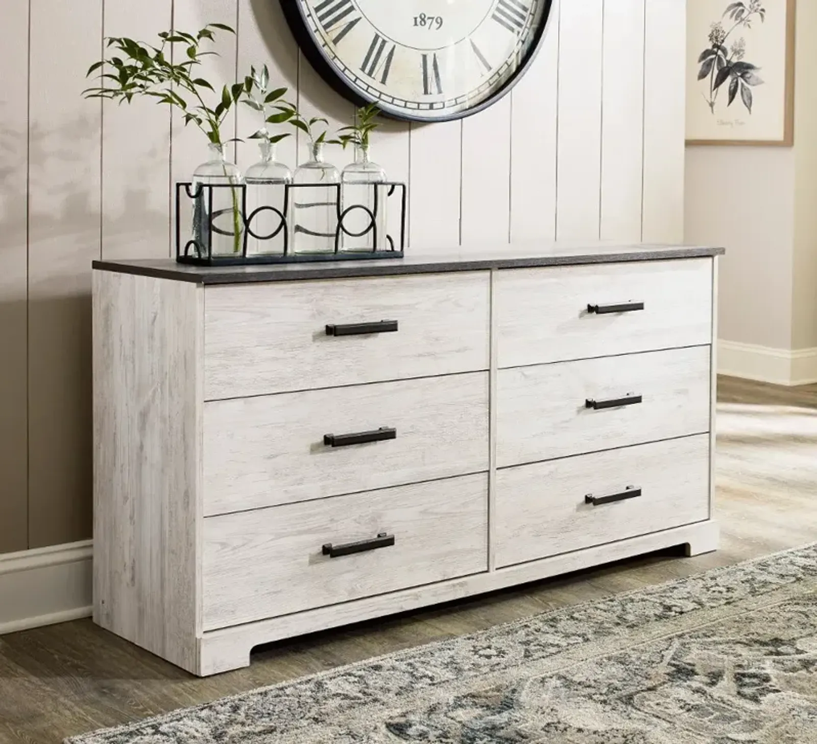 Sutton Whitewash Six Drawer Dresser