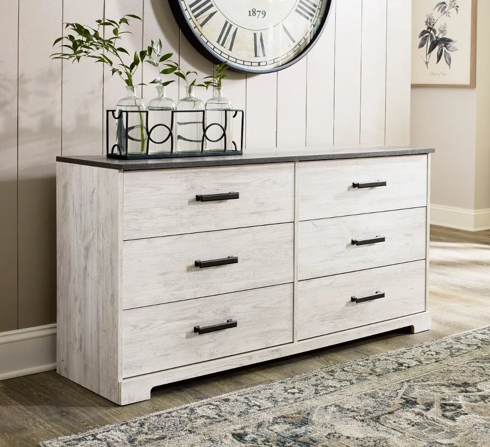 Sutton Whitewash Six Drawer Dresser