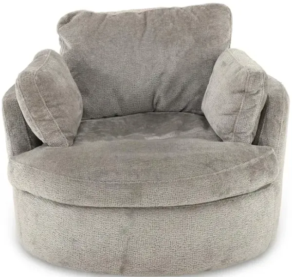 Slider Fog Gray Swivel Barrel Chair