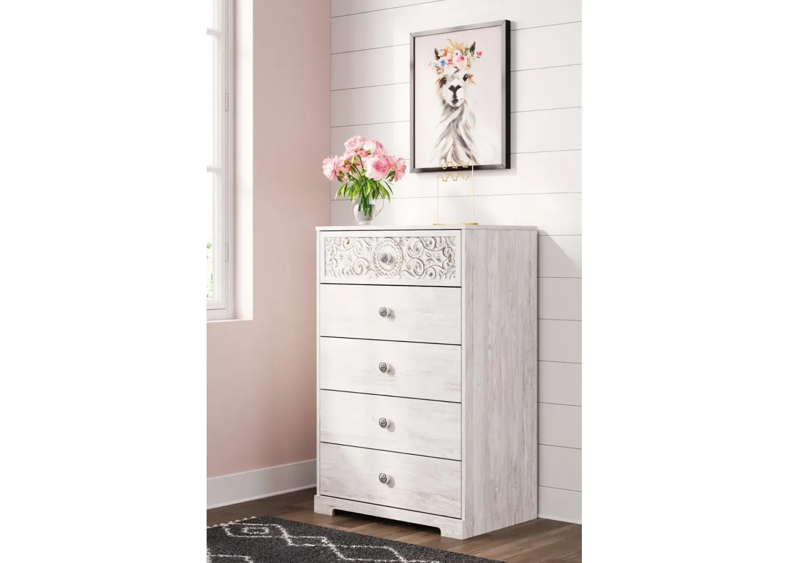 Enola Whitewash Chest of Drawers