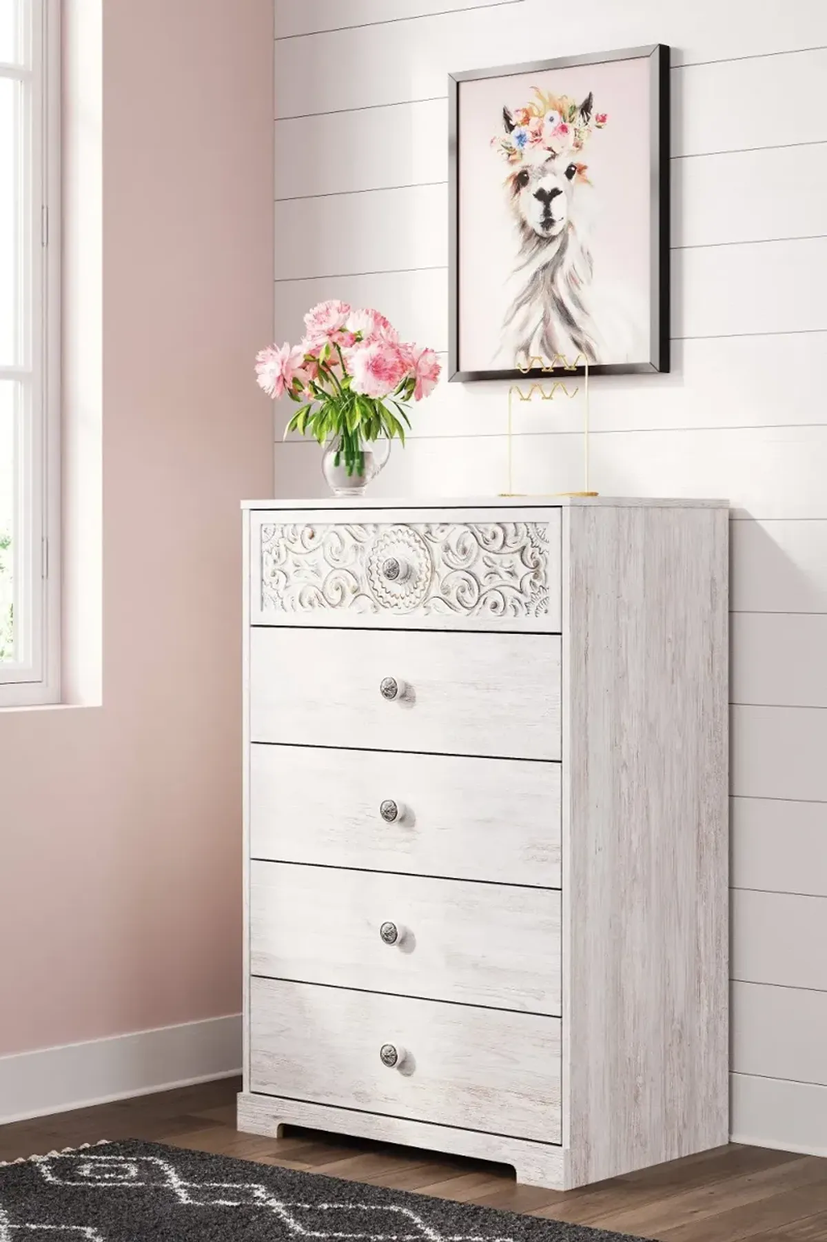 Enola Whitewash Chest of Drawers