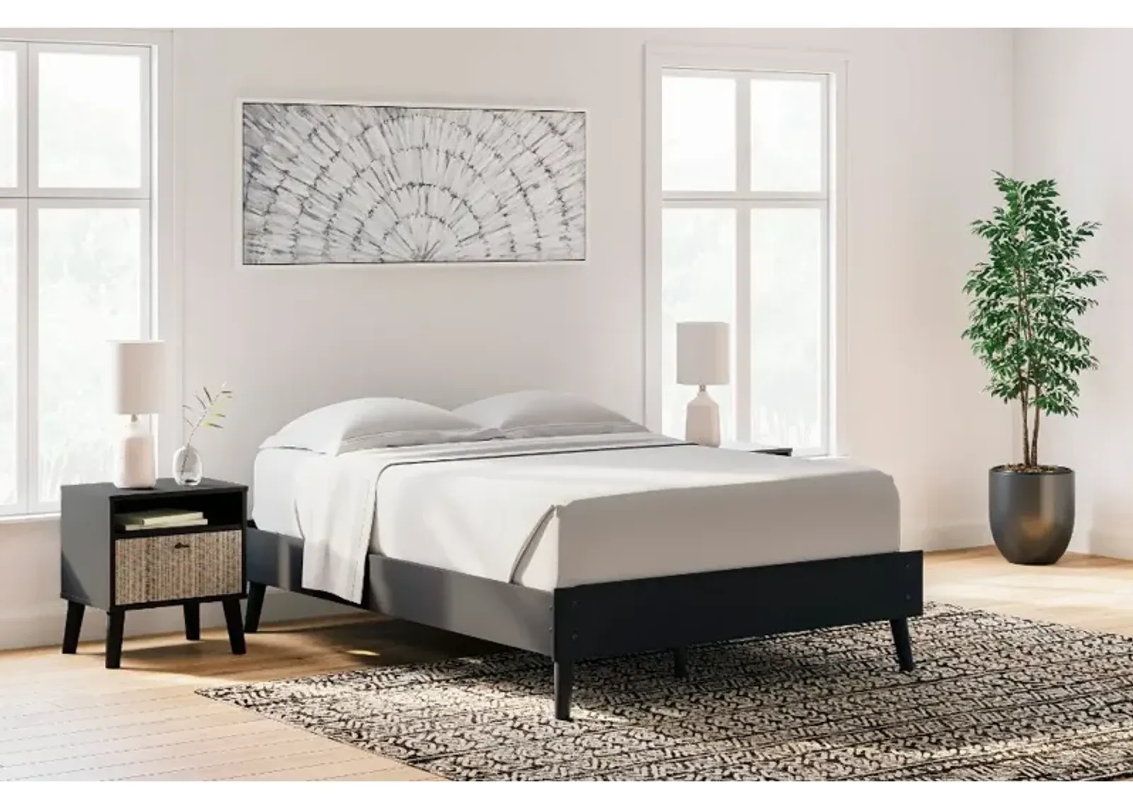 Burless Black Full Platform Bed