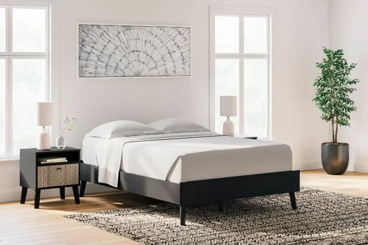 Burless Black Full Platform Bed