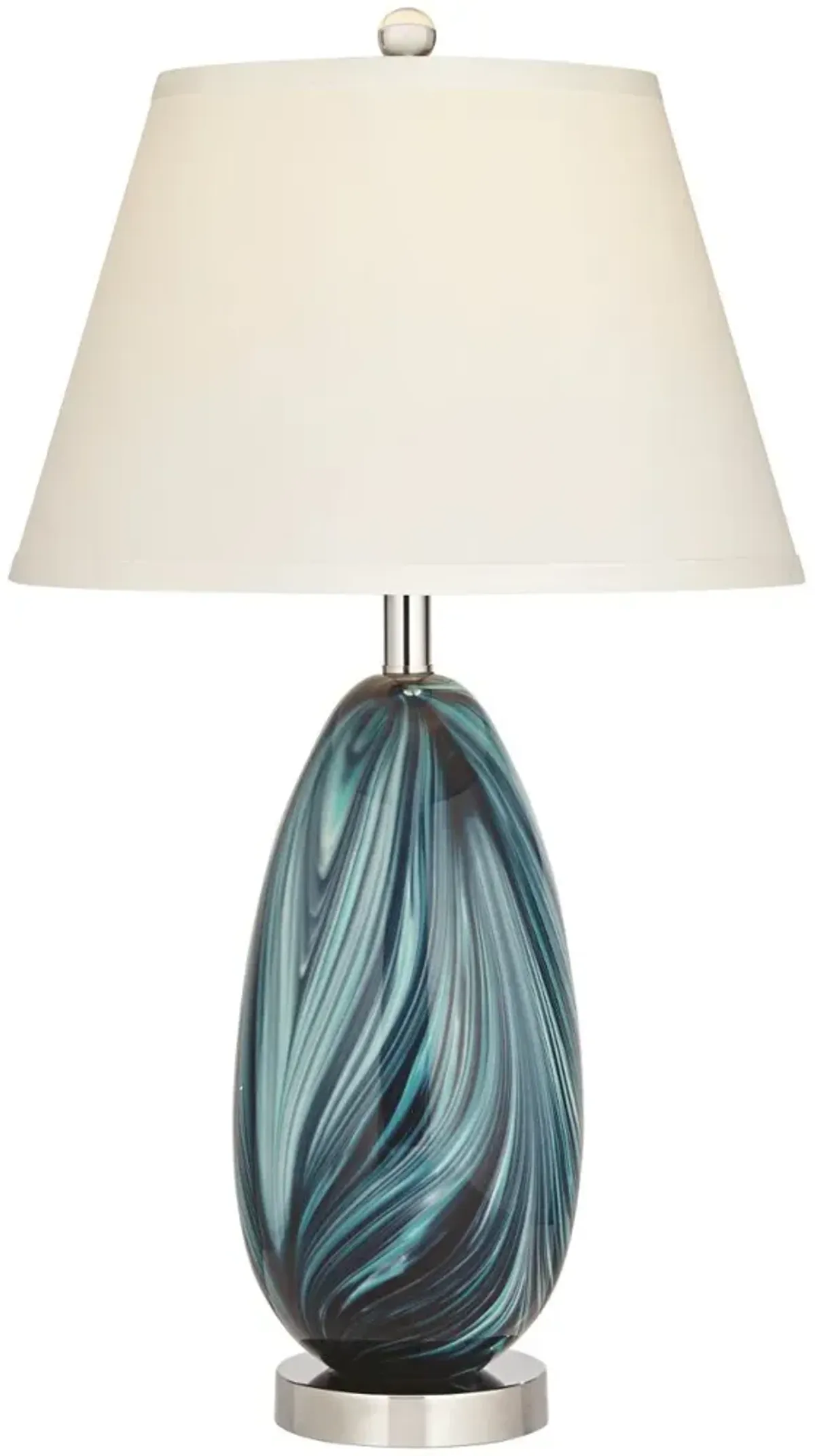 28" Aegean Glass Blue Swirl Lamp