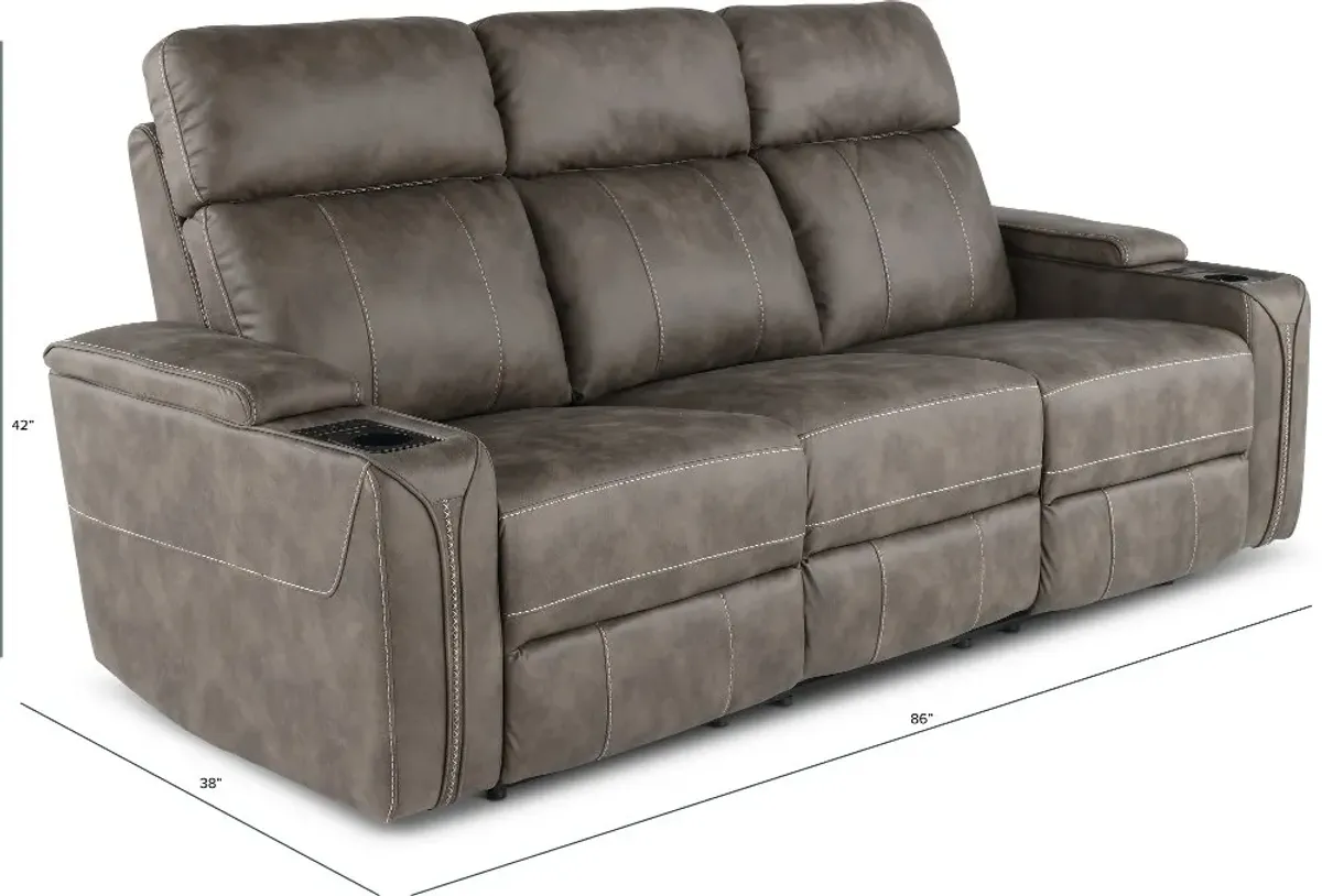 Ultron Dark Gray Power Reclining Sofa