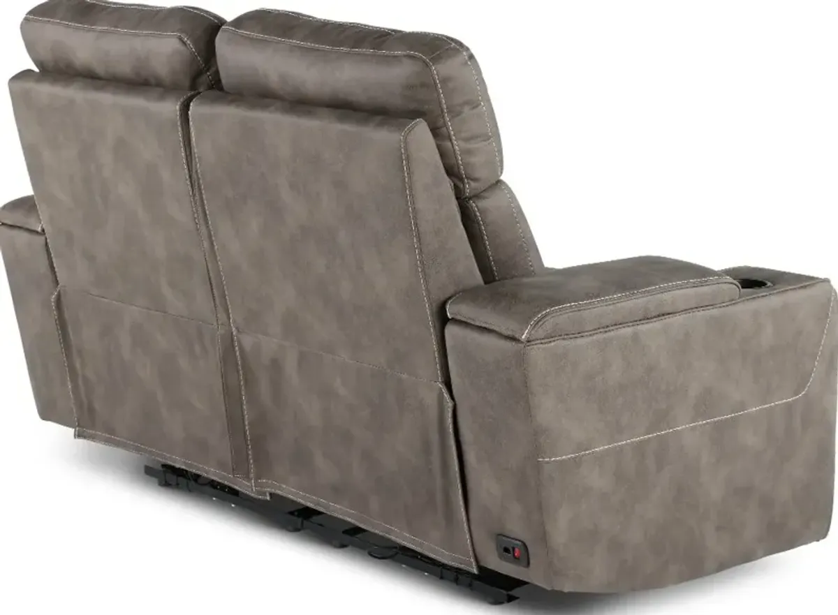 Ultron Dark Gray Power Reclining Loveseat