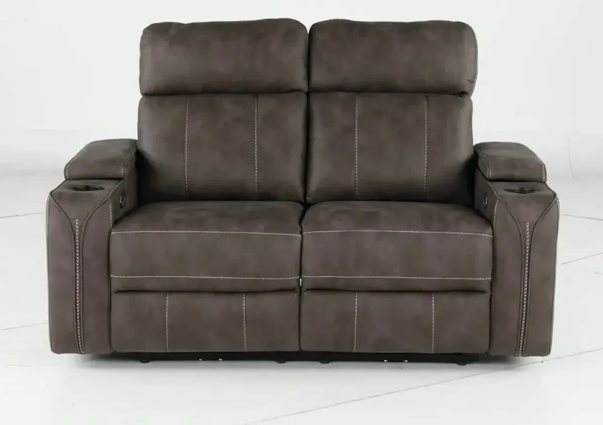 Ultron Dark Gray Power Reclining Loveseat