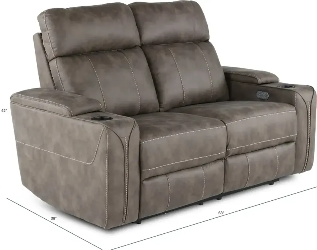 Ultron Dark Gray Power Reclining Loveseat