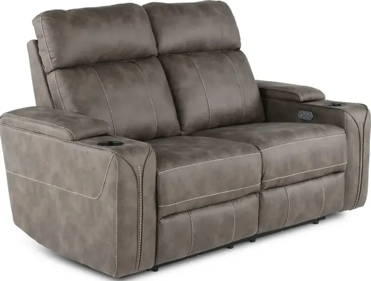 Ultron Dark Gray Power Reclining Loveseat