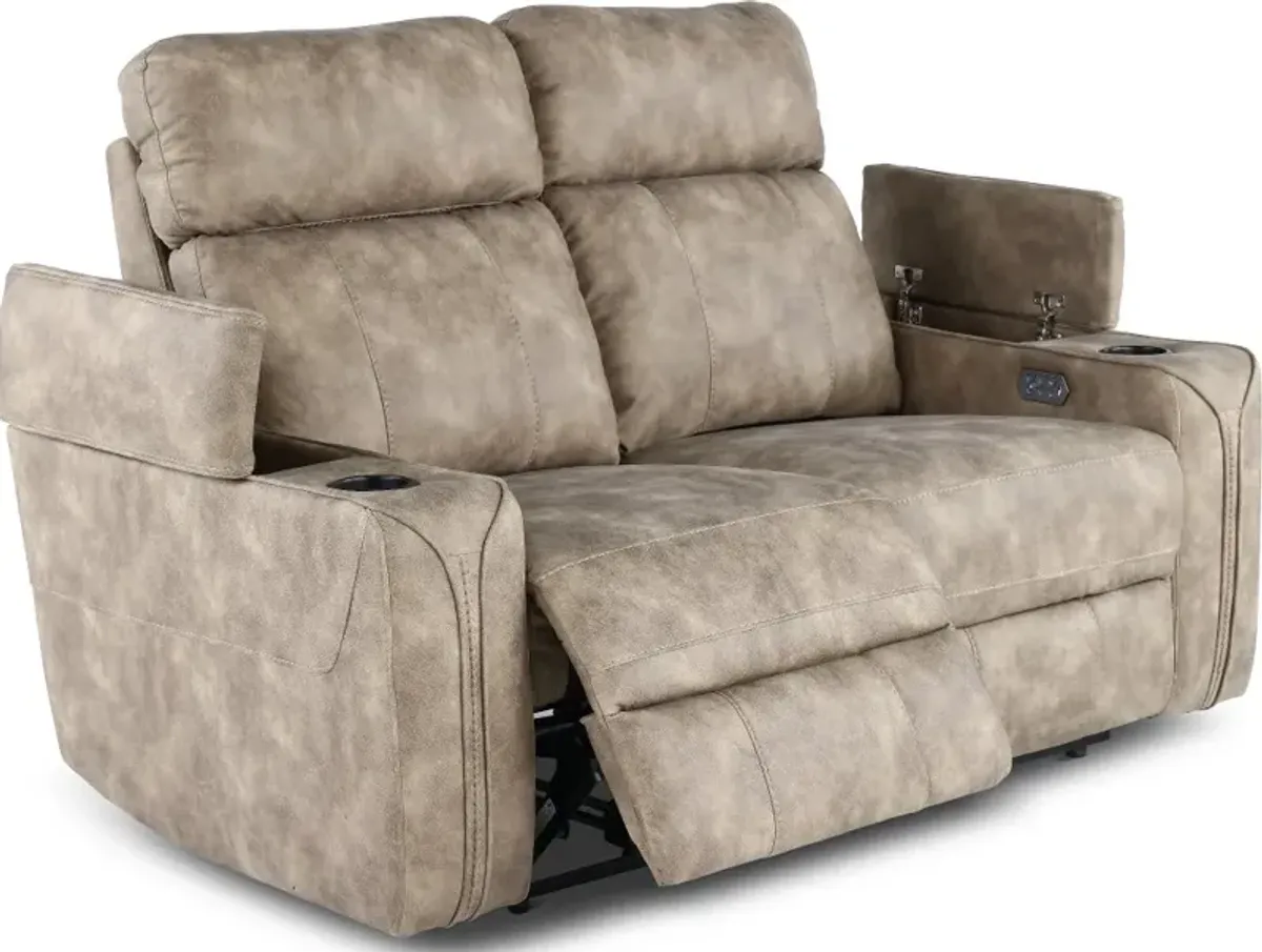 Ultron Beige Power Reclining Loveseat