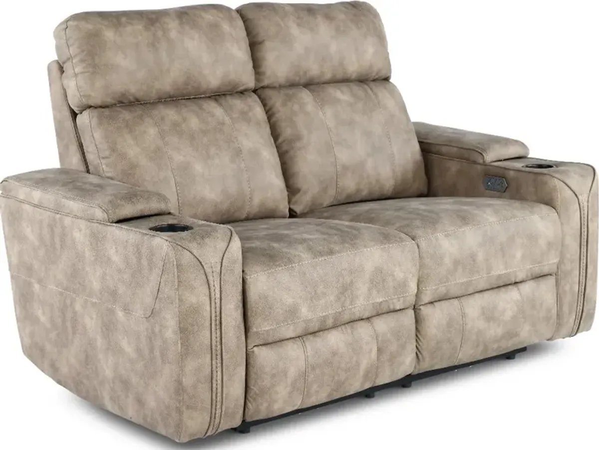 Ultron Beige Power Reclining Loveseat