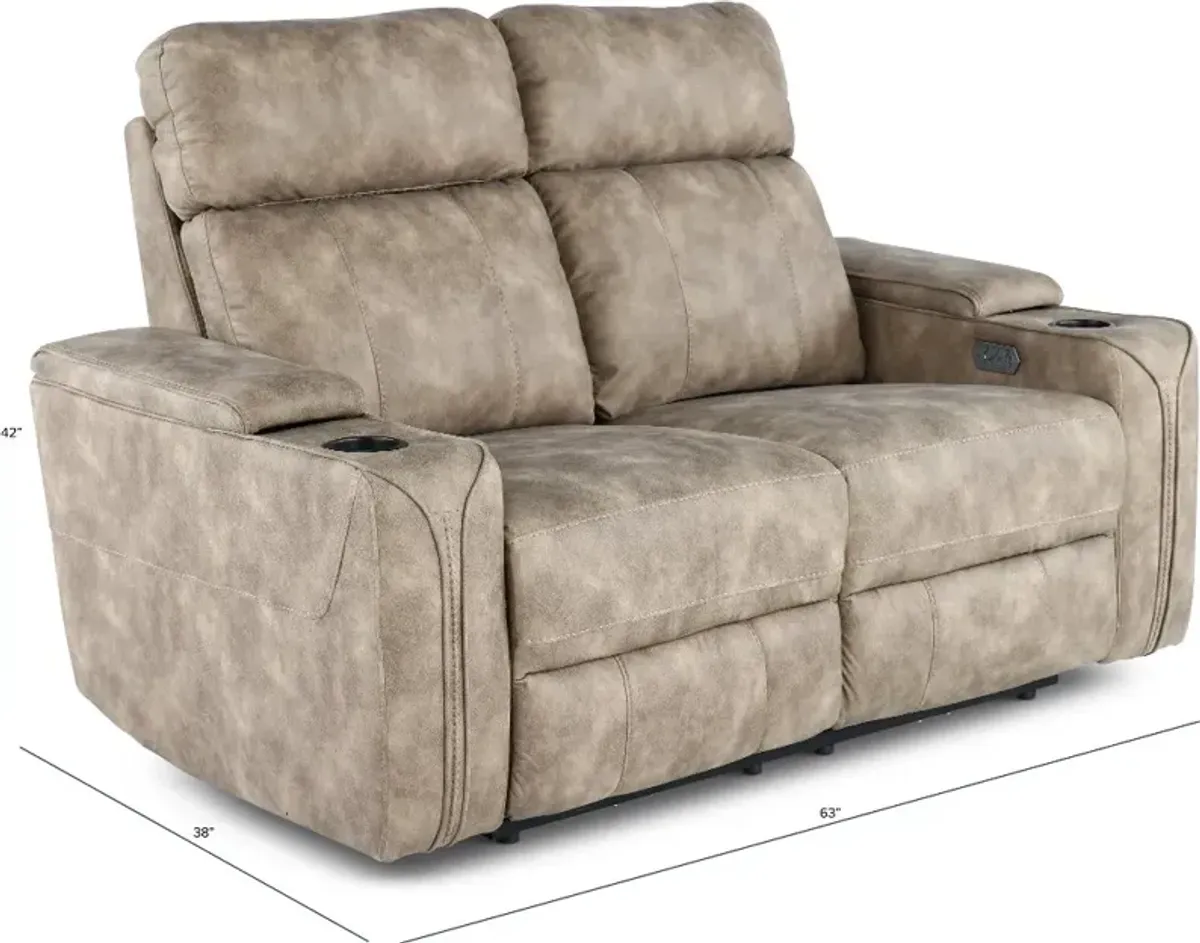 Ultron Beige Power Reclining Loveseat