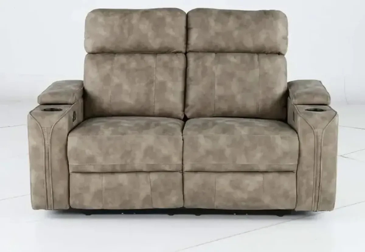 Ultron Beige Power Reclining Loveseat