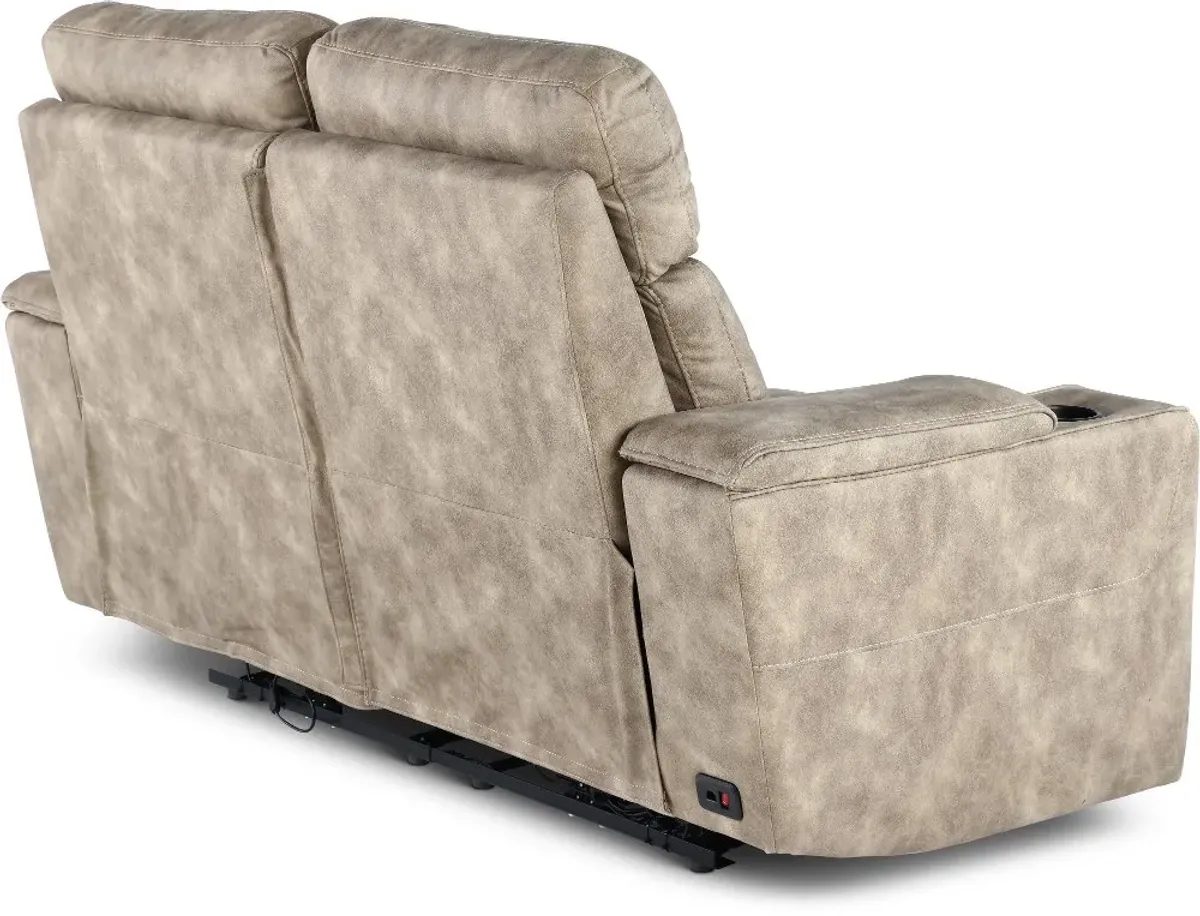 Ultron Beige Power Reclining Loveseat