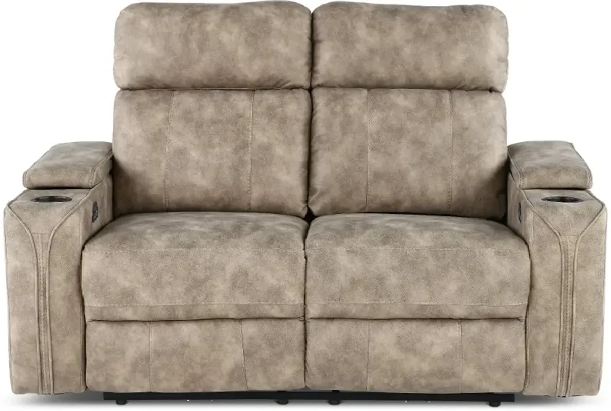 Ultron Beige Power Reclining Loveseat