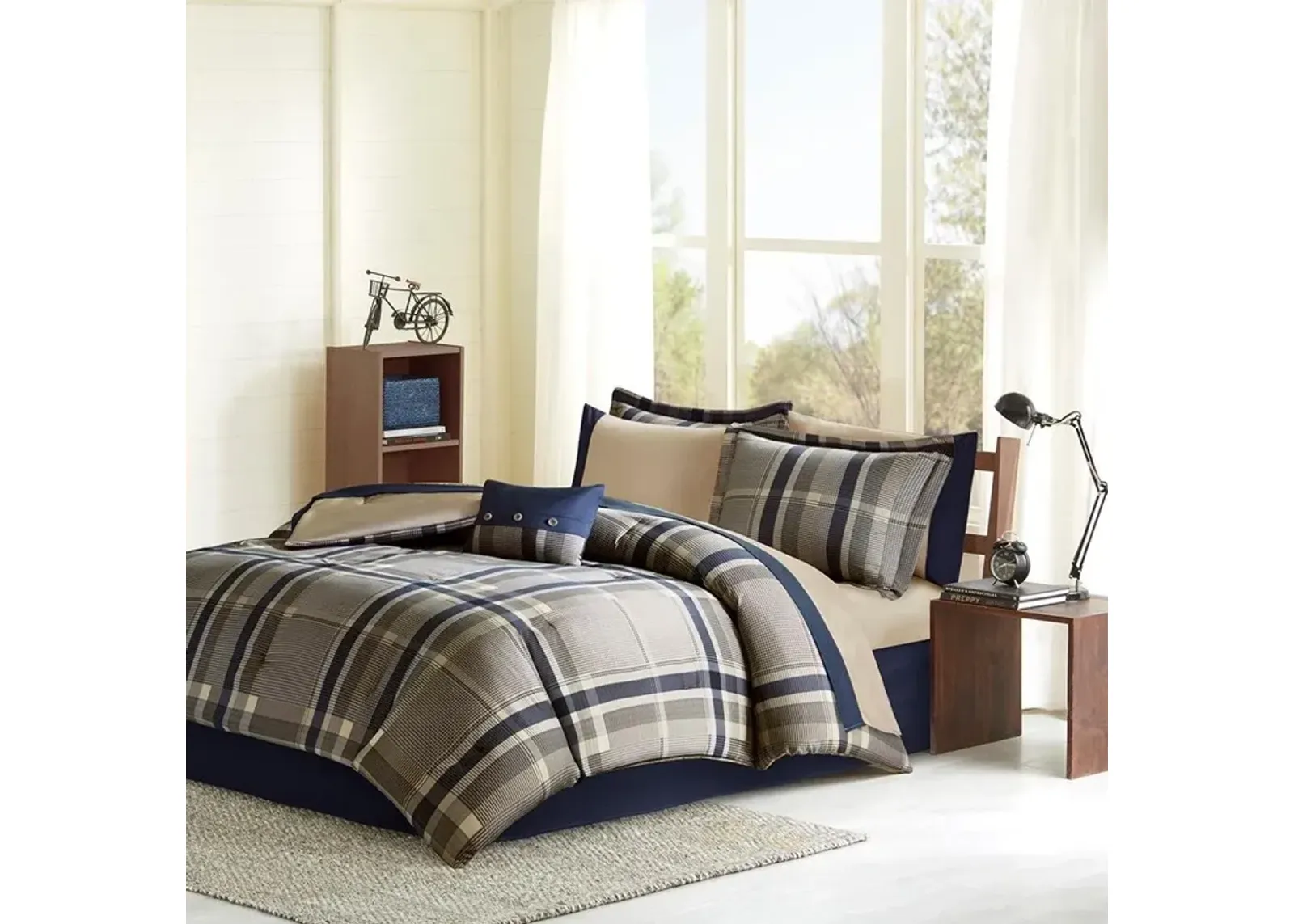 Robbie Plaid Twin-XL 3 Piece Bedding Set