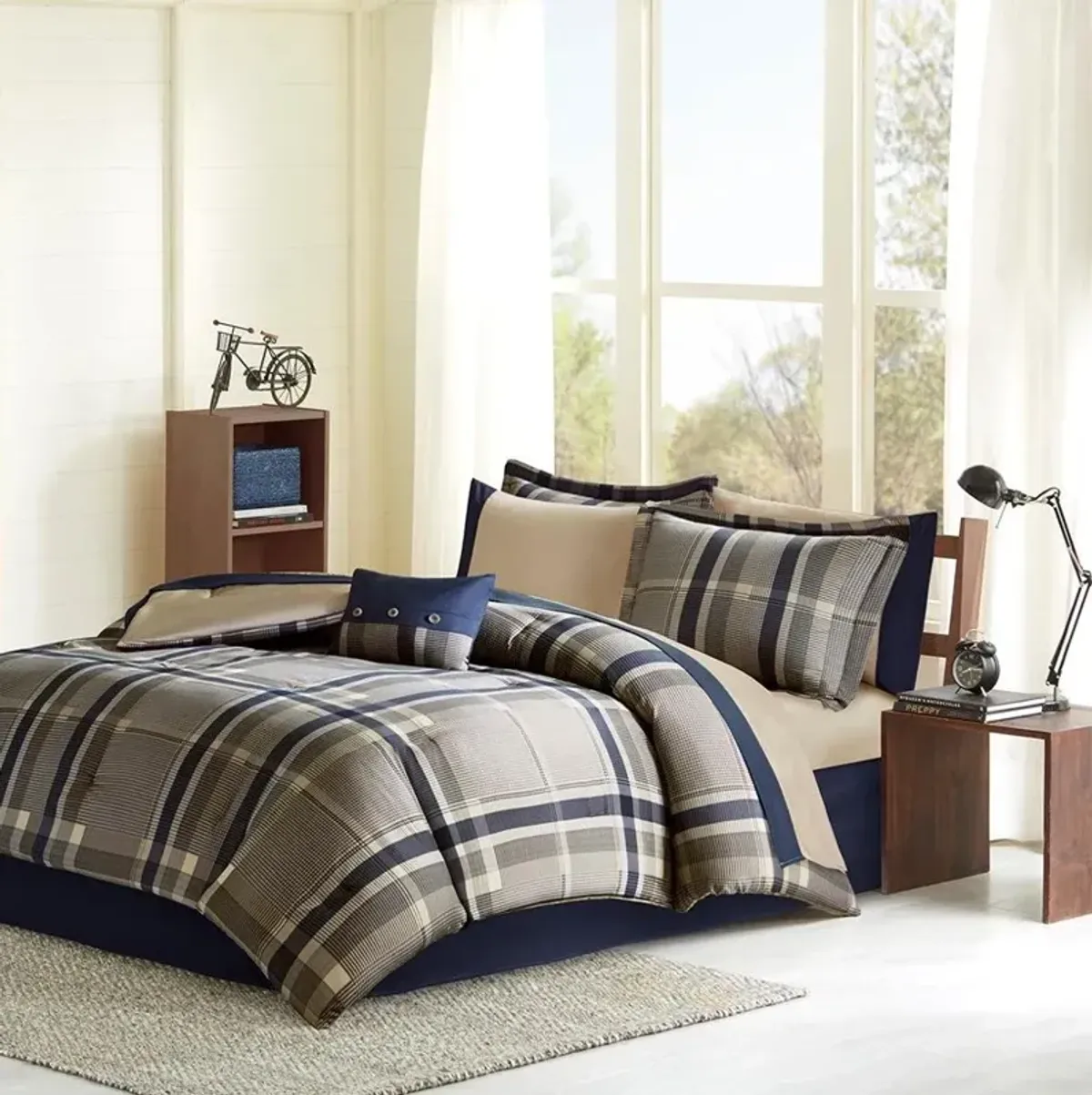 Robbie Plaid Twin-XL 3 Piece Bedding Set