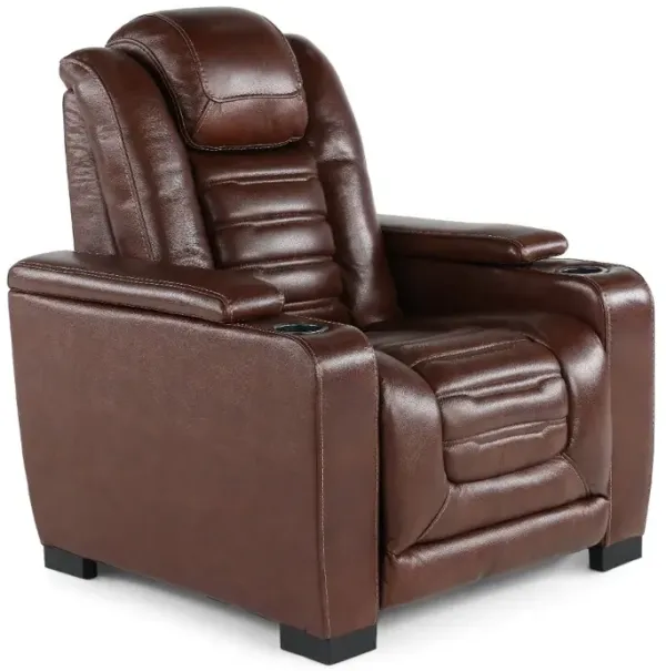 Transformer Dark Brown Leather Power Recliner with Power Headrest
