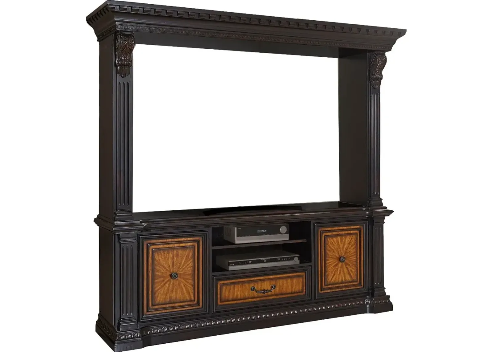 Grand Estates Black and Cinnamon Entertainment Center