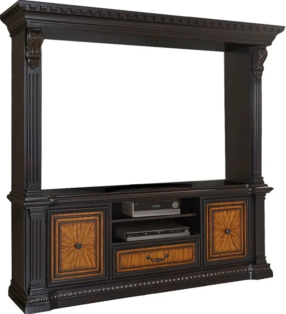 Grand Estates Black and Cinnamon Entertainment Center