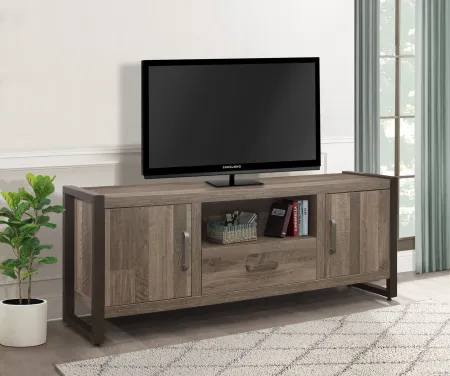 Duane 63" Two-Tone Brown and Gunmetal Tv Stand