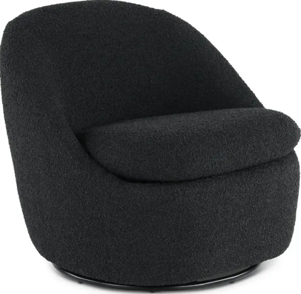 Serena Black Boucle Swivel Chair