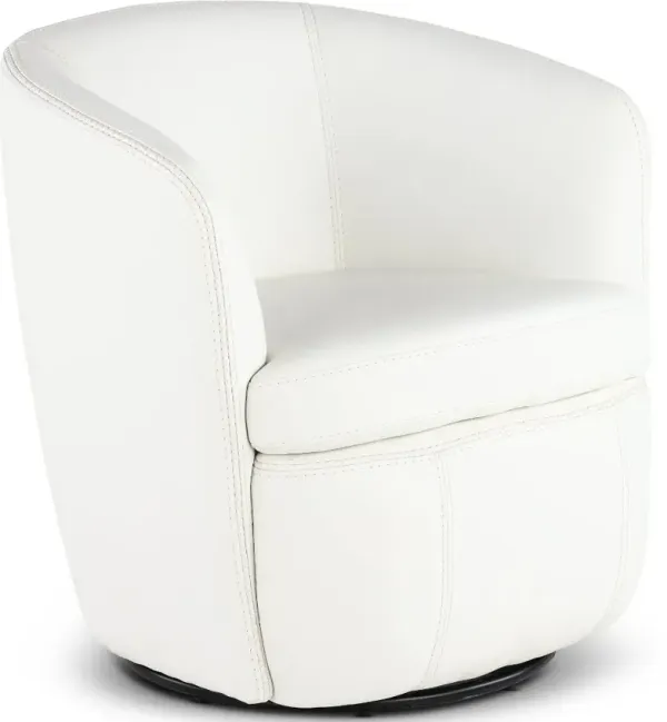 Barolo White Leather Swivel Club Chair